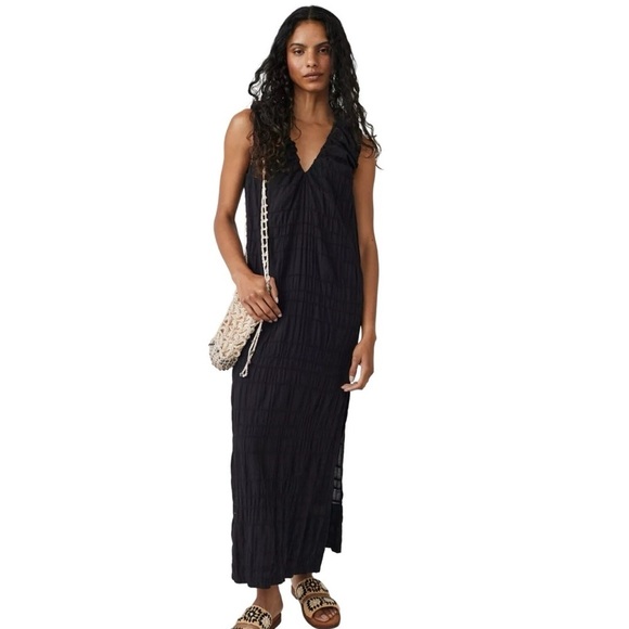 Free People Agatha Black V-Neck Maxi Dress Size XS - Picture 1 of 11